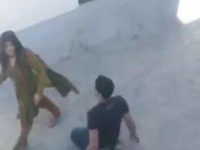 Mulatto with heightened shaggy between his legs jumps on the white member of boyfriend