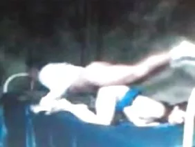 Coquette is jumping on a hard riser