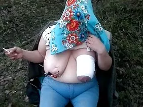 The male beat hot brunette in full