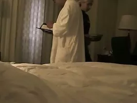 Hot slut serves two men in her cunt