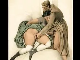Two beautiful lesbians caress their wet pussy